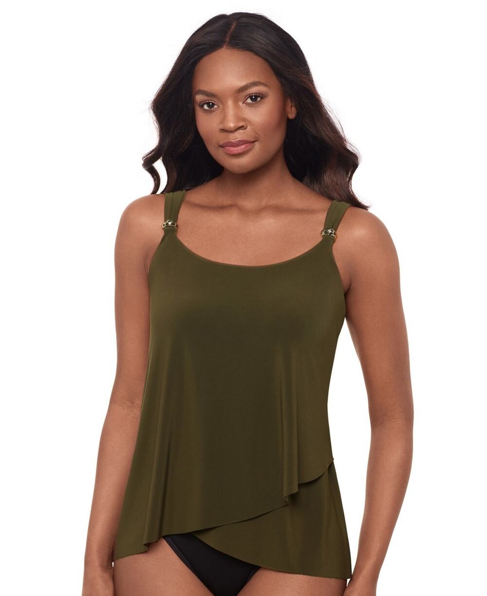 Miraclesuit Women's Razzle Dazzle Underwire Tankini Top Nori Size 12 0471
